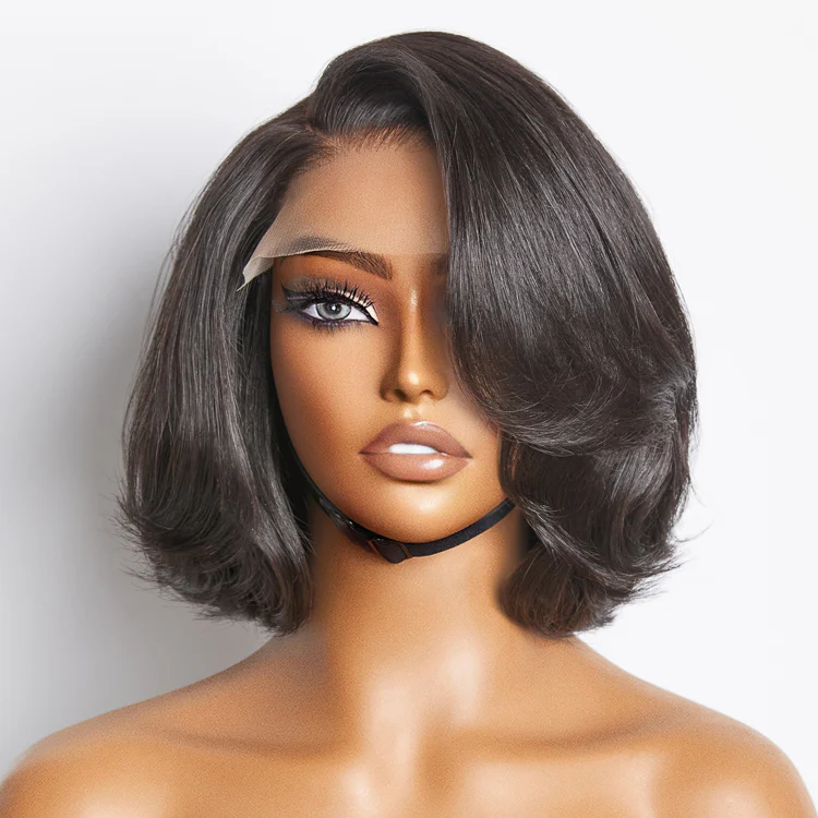 New Customers Only | Limited Design | Toffee Brown Mix Blonde / Natural Black Layered Cut Glueless 5x5 Closure Lace Bob Wig - Image 8