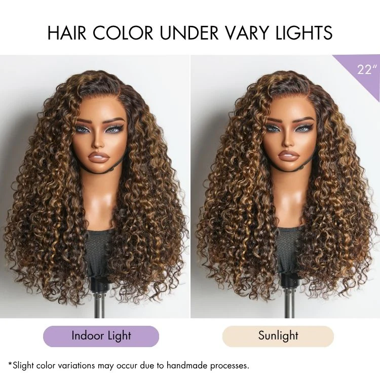 New Customers Only | Luvme All-Day Comfortâ„¢ Wig PartingMax Brown Highlights Funmi Curly 7x6 Closure HD Lace Glueless Wig Pre Cut Lace - Image 12