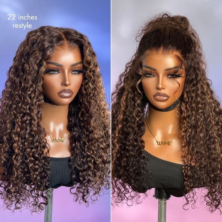 New Customers Only | Luvme All-Day Comfortâ„¢ Wig PartingMax Brown Highlights Funmi Curly 7x6 Closure HD Lace Glueless Wig Pre Cut Lace - Image 4