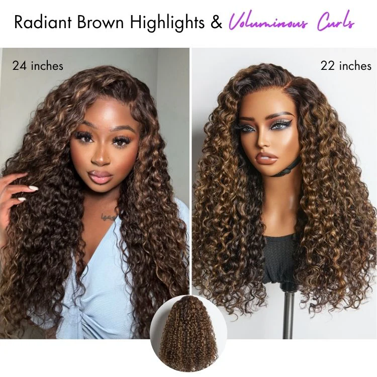 New Customers Only | Luvme All-Day Comfortâ„¢ Wig PartingMax Brown Highlights Funmi Curly 7x6 Closure HD Lace Glueless Wig Pre Cut Lace - Image 7
