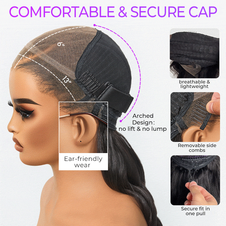 New Customers Only | NatureMAX™ 200% / 250% Density Loose Wave Glueless 13x6 HD Lace Front Wig Human Hair Pre-Cut Lace Flexi-Fit Drawstring Cap - Image 6