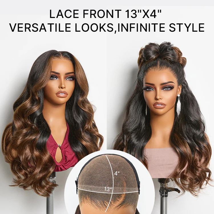 New Customers Only | NatureMAX 200% Density Glueless 13x4 HD Lace Front Wig Ombre Brown Loose Wave Human Hair Wig Pre-Cut Lace Flexi-Fit Drawstring Cap - Image 4