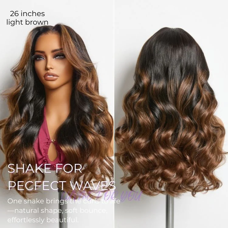 New Customers Only | NatureMAX 200% Density Glueless 13x4 HD Lace Front Wig Ombre Brown Loose Wave Human Hair Wig Pre-Cut Lace Flexi-Fit Drawstring Cap - Image 5