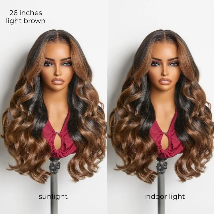 New Customers Only | NatureMAX 200% Density Glueless 13x4 HD Lace Front Wig Ombre Brown Loose Wave Human Hair Wig Pre-Cut Lace Flexi-Fit Drawstring Cap - Image 8