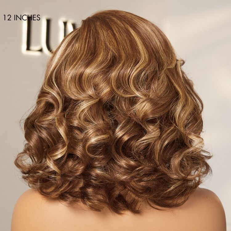 New Customers Only | PreMax Wigs - Honey Blonde Highlight / Natural Black / Ombre Blonde Bouncy Body Wave Glueless 13x4 Frontal Lace Human Hair Wig - Image 15