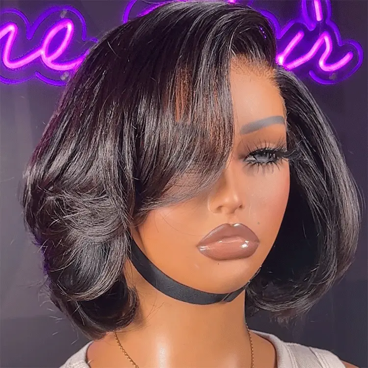 New Customers Only | PreMax Wigs - Natural Black / Blonde Highlight C Part Glueless Lace Front Bob Wig - Image 15