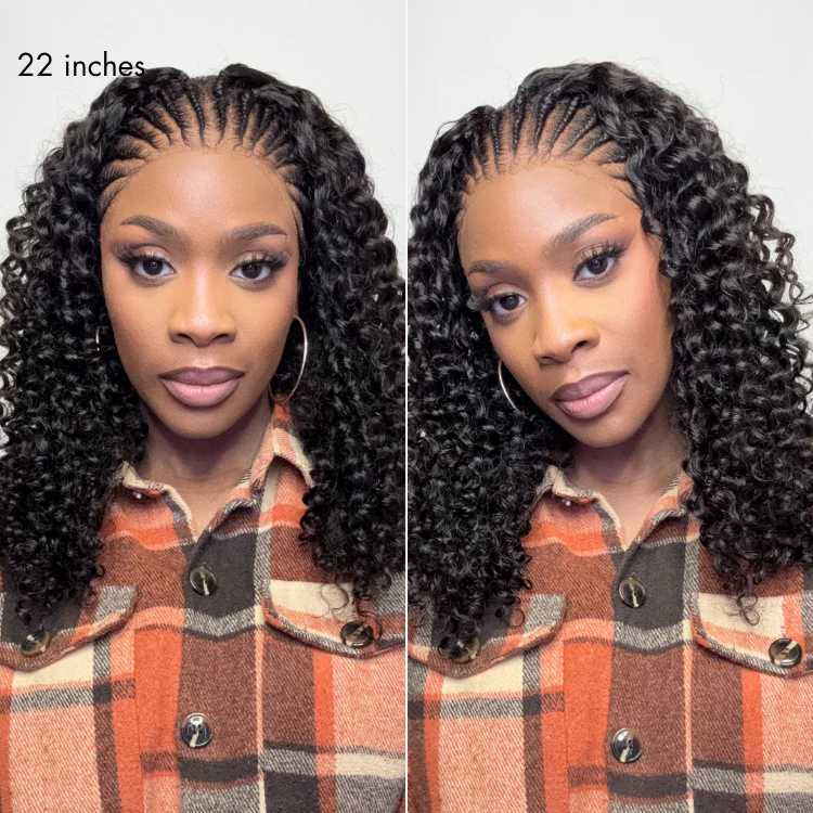 New Customers Only | Readitress™ Knotless Fulani Braids Deep Wave Glueless Ear-to-ear 13x4 Frontal HD Lace Wig Human Hair - Image 5