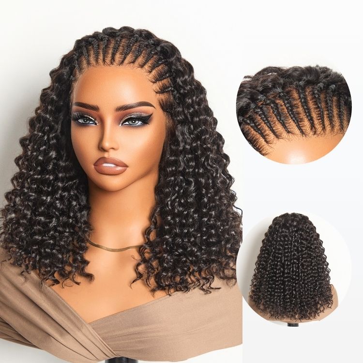 New Customers Only | Readitress™ Knotless Fulani Braids Deep Wave Glueless Ear-to-ear 13x4 Frontal HD Lace Wig Human Hair - Image 8