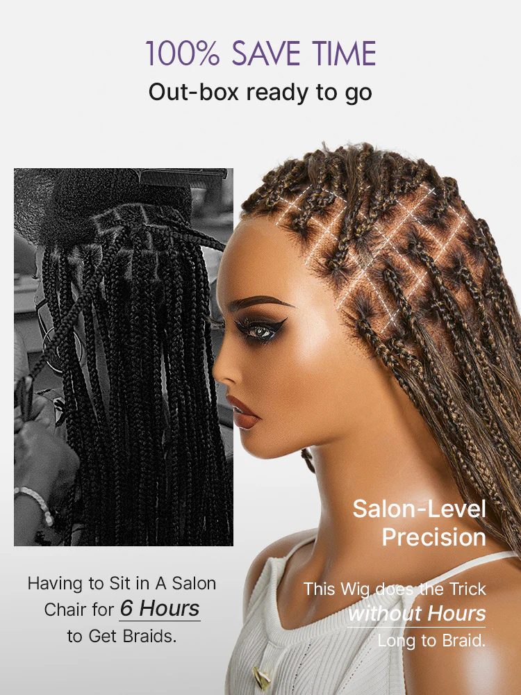 New Customers Only | OwnScalp™ Ombre Honey Blonde French Curl Knotless Boho Braids HD Full Lace Long Wig Flexi Fit Invisi Drawstring Cap - US Only - Image 5
