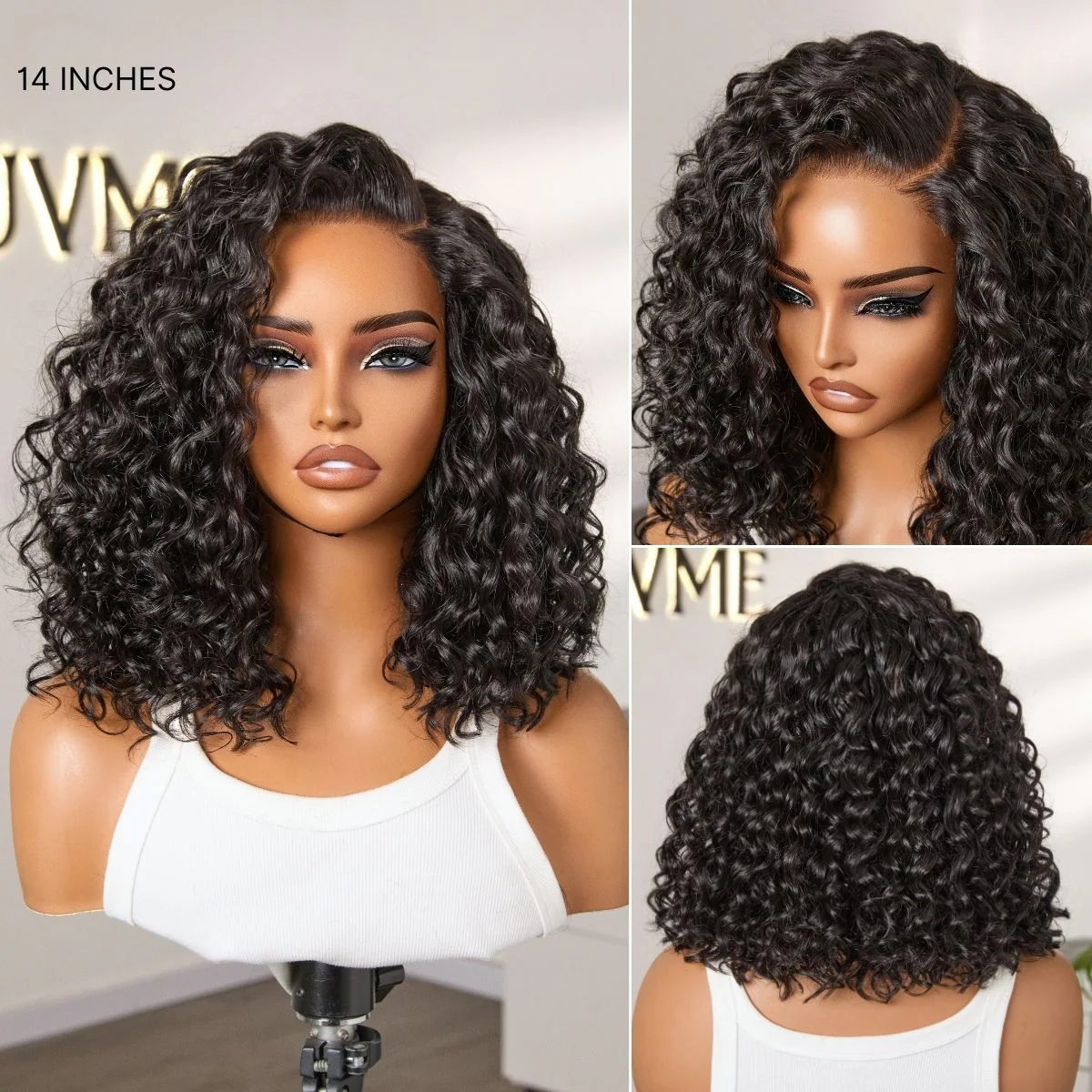 New Customers Only | Ready to Go Blonde Highlight / Natural Black  / Ombre Brown Water Wave Short Curly Bob Wig Glueless Minimalist HD Lace Wig Pre-Cut Lace - Image 20