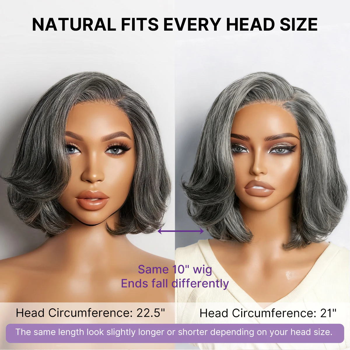 New Customers Only | Salt & Pepper 100% Human Hair Layered Bob Wig Glueless Minimalist Lace Grey Wig Pre-Cut Lace - Image 7