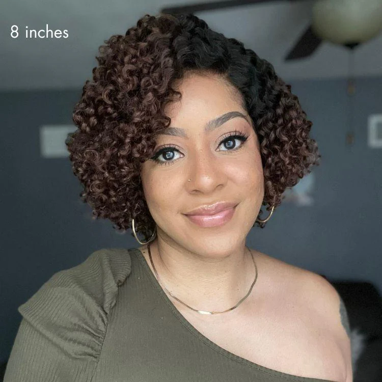 New Customers Only | Trendy Short Cut Curly Minimalist HD Lace Glueless Side Part Wig 100% Human Hair - Image 11