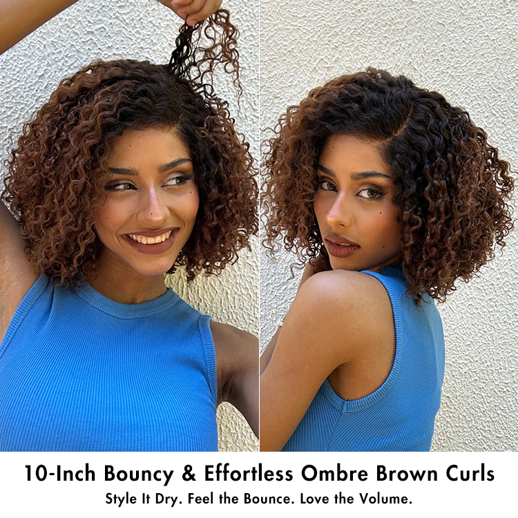 New Customers Only | Trendy Short Cut Curly Minimalist HD Lace Glueless Side Part Wig 100% Human Hair - Image 12