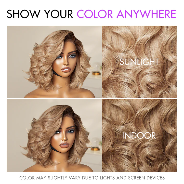 Ombre Ash Blonde Layered Bob Blowout Style Minimalist HD Pre-Cut Lace Glueless Short Wig  - US Only - Image 5