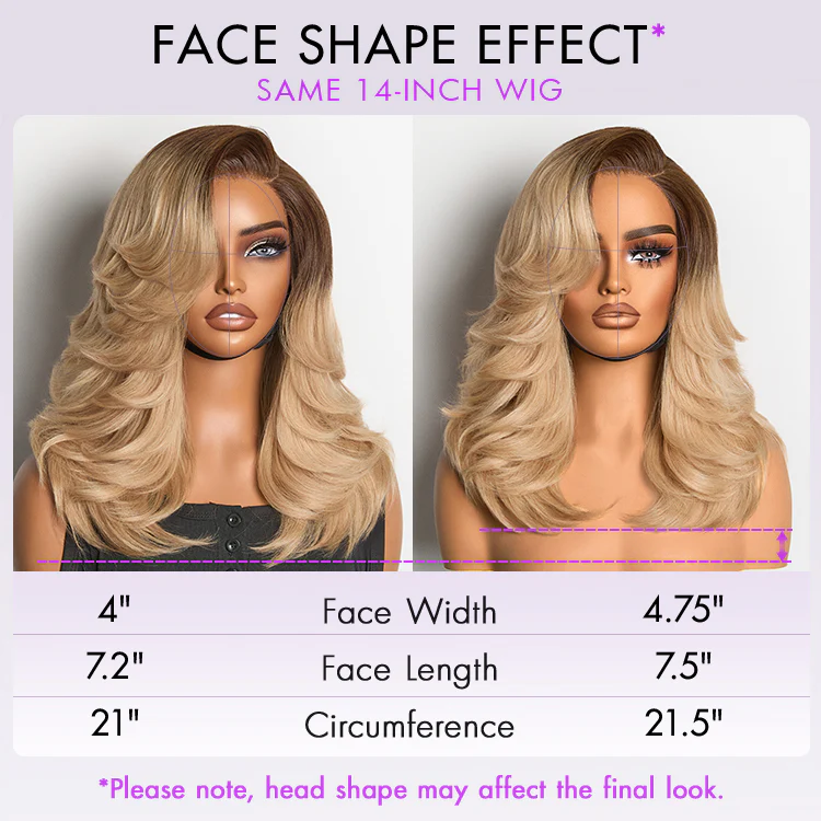 Ombre Blonde Blow Out Layered Cut Wavy Glueless HD Minimalist Lace Wig - Image 12