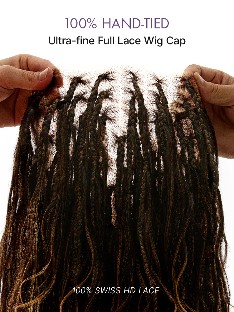 OwnScalp™Ombre Honey Blonde French Curl Knotless Boho Braids HD Full Lace Long Wig Flexi Fit Invisi Drawstring Cap - US Only - Image 3