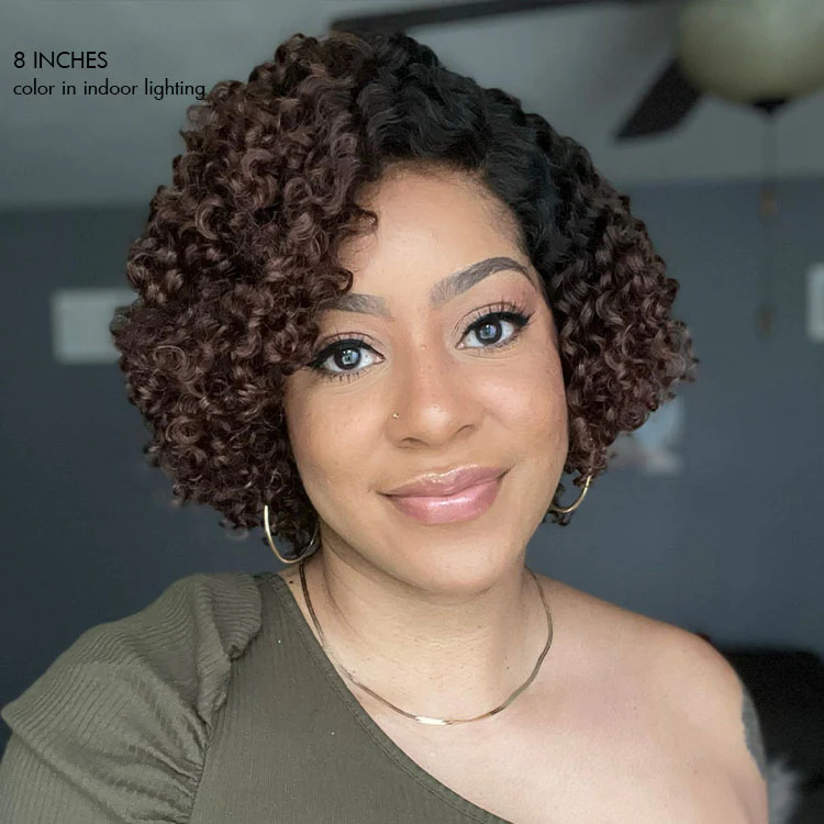 Soft-Shine Mocha Mousse Ombre - Fluffy Kinky Curl Glueless Minimalist HD Lace Wig Ready to Go - Image 3