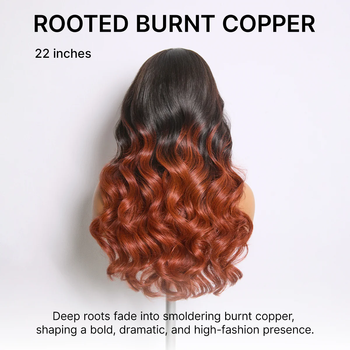 Ombre Reddish Brown Loose Wave Glueless 5x5 Closure Lace Wig with Bangs Pre-Cut Lace - Image 2