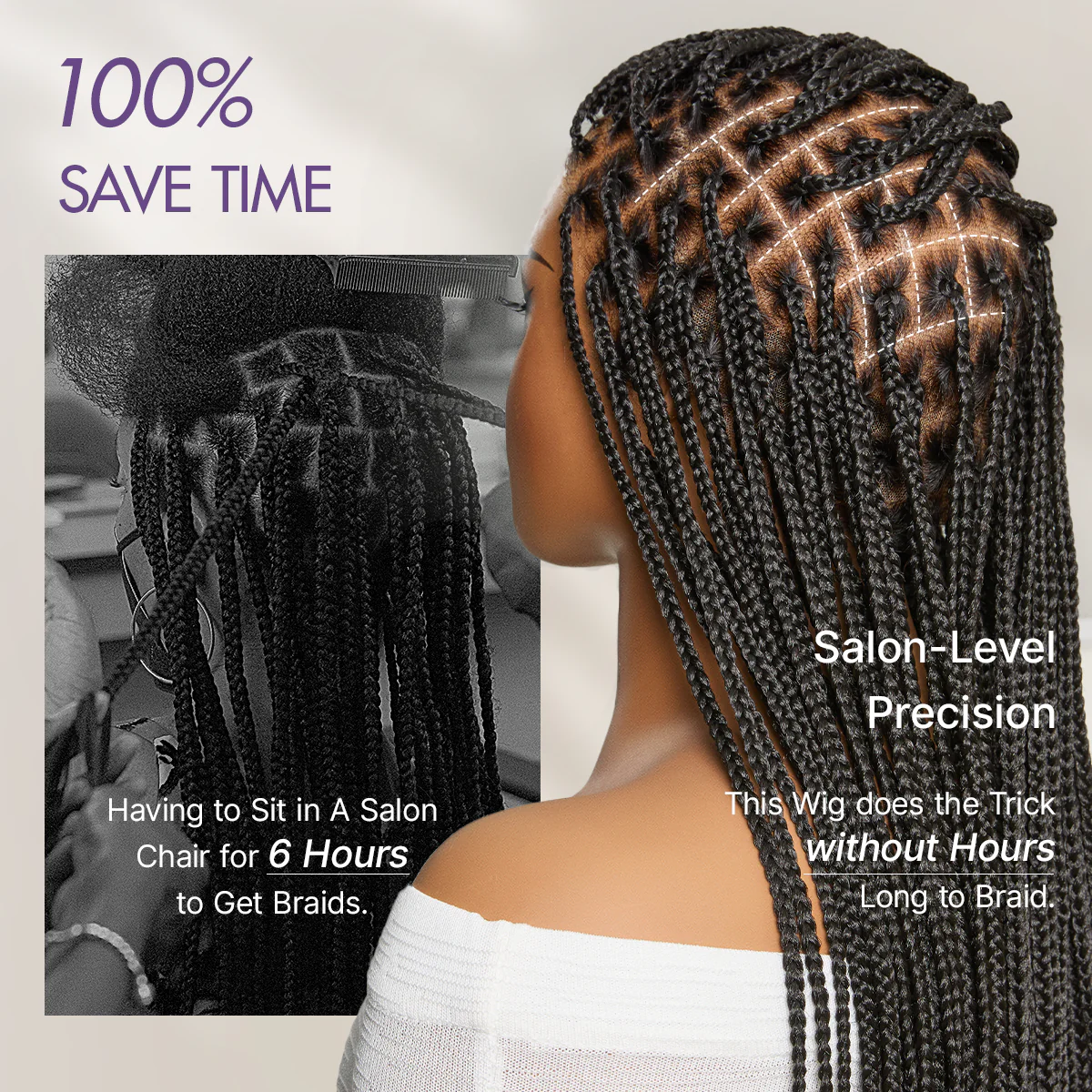 OwnScalp™ Lightweight Salon-Like Braids with a Real Scalp Look Full HD Lace Knotless Box Braided Wig Flexi-Fit Invisi Drawstring Cap - US Only - Image 5