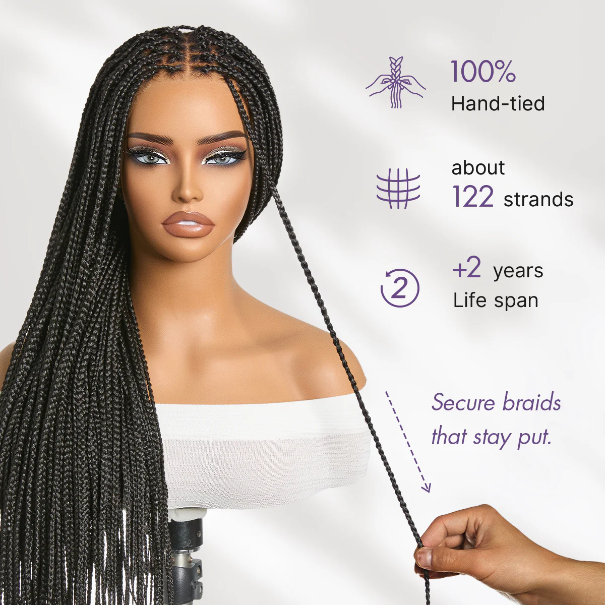 OwnScalp™ Lightweight Salon-Like Braids with a Real Scalp Look Full HD Lace Knotless Box Braided Wig Flexi-Fit Invisi Drawstring Cap - US Only - Image 7