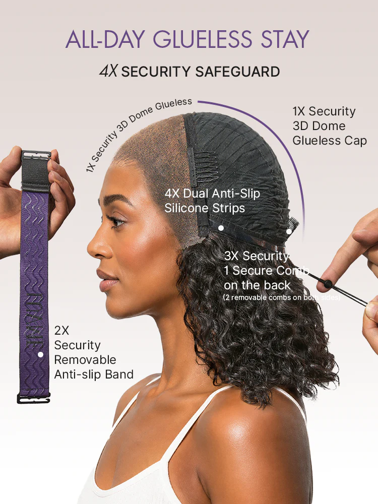 PreMax 180% Density Water Wave Glueless Flexi-Fit Drawstring 13x4 Frontal Lace Fluffy Curly Pre-Cut Lace Wig, 360-Like Design Allows Ponytail & Updo - Image 12