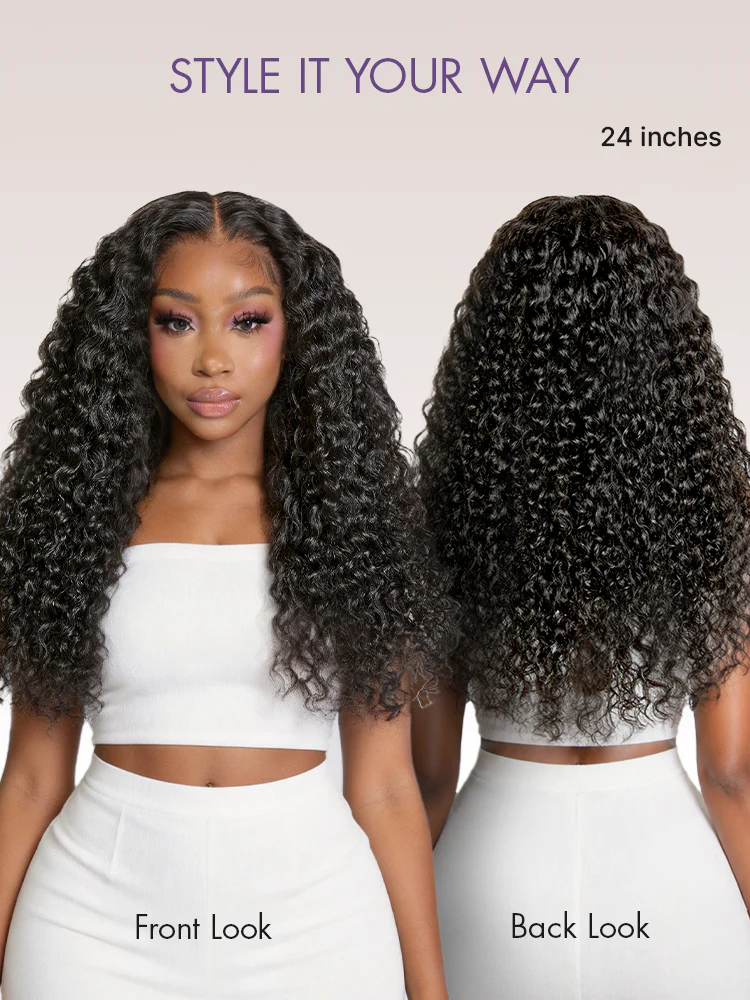 PreMax 180% Density Water Wave Glueless Flexi-Fit Drawstring 13x4 Frontal Lace Fluffy Curly Pre-Cut Lace Wig, 360-Like Design Allows Ponytail & Updo - Image 7