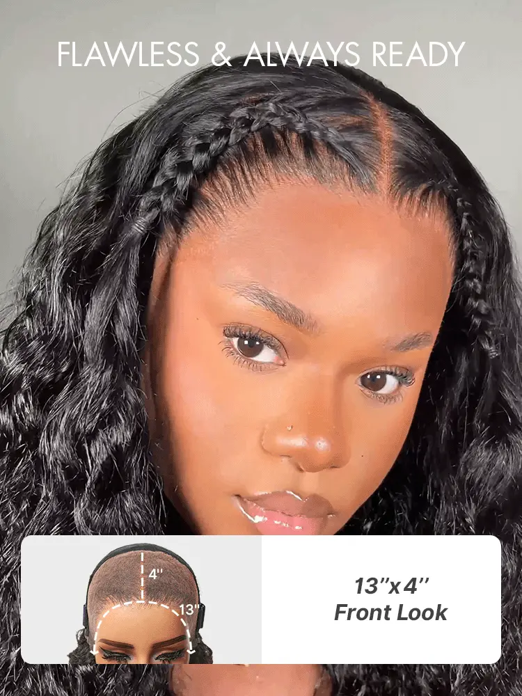 PreMax 180% Density Water Wave Glueless Flexi-Fit Drawstring 13x4 Frontal Lace Fluffy Curly Pre-Cut Lace Wig, 360-Like Design Allows Ponytail & Updo - Image 8