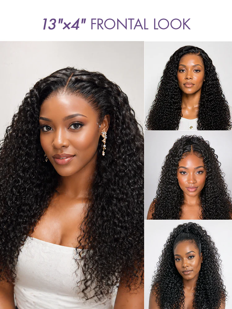 PreMax 180% Density Water Wave Glueless Flexi-Fit Drawstring 13x4 Frontal Lace Fluffy Curly Pre-Cut Lace Wig, 360-Like Design Allows Ponytail & Updo - Image 9