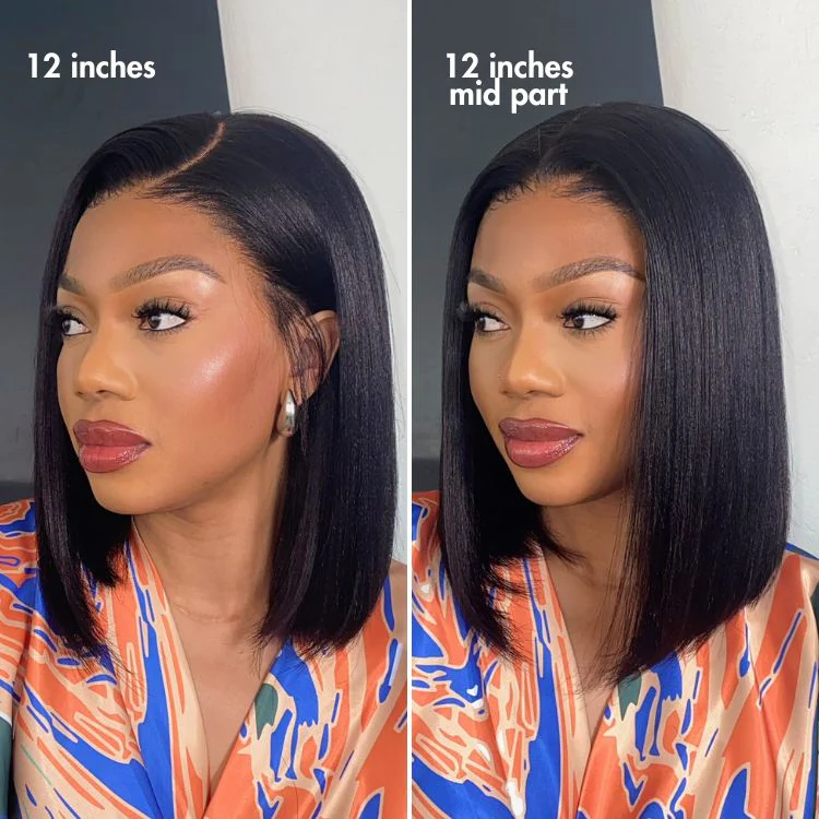 PreMax Wigs - Nature Max Yaki / Silky Bob Ear-to-Ear Glueless 13x6 Frontal HD Lace Short Bob Wig - Image 3