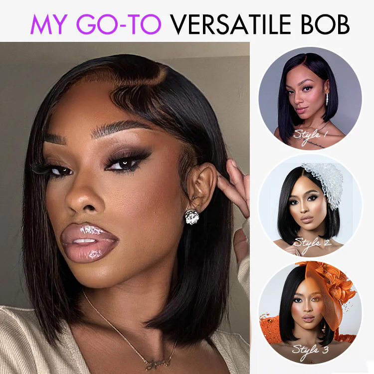 PreMax Wigs | Super Natural Hairline Silky Blunt Cut Bob Glueless 13x4 Frontal Lace Human Hair Short Wig Pre-Cut Lace - Image 4