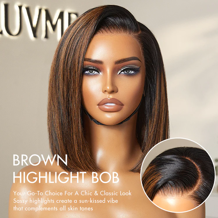 PreMax Wigs | Super Natural Hairline Silky Blunt Cut Bob Glueless 13x4 Frontal Lace Human Hair Short Wig Pre-Cut Lace - Image 7