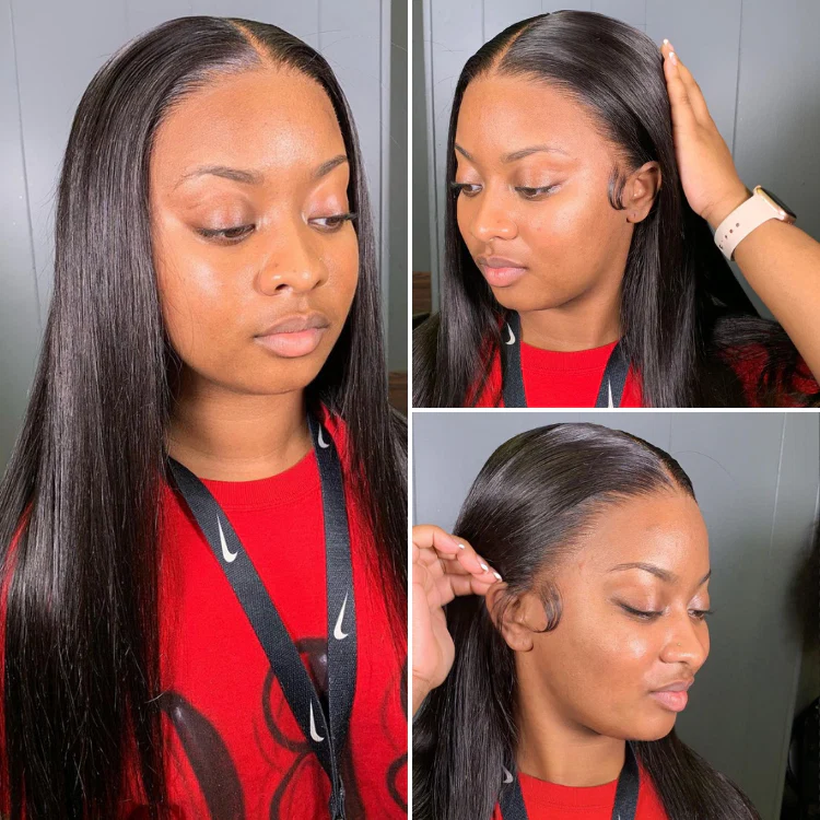 PreMax Wigs | Super Natural Hairline Silky Straight Glueless 13x4 Frontal Lace Wig Human Hair Pre-Cut Lace - Image 4