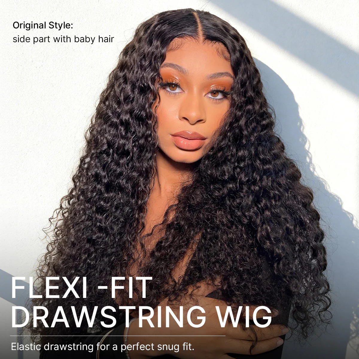 PreMax 180% / 250% Density Water Wave Glueless Flexi-Fit Drawstring 13x4 Frontal Lace Fluffy Curly Wig Pre-Cut Lace - Image 2