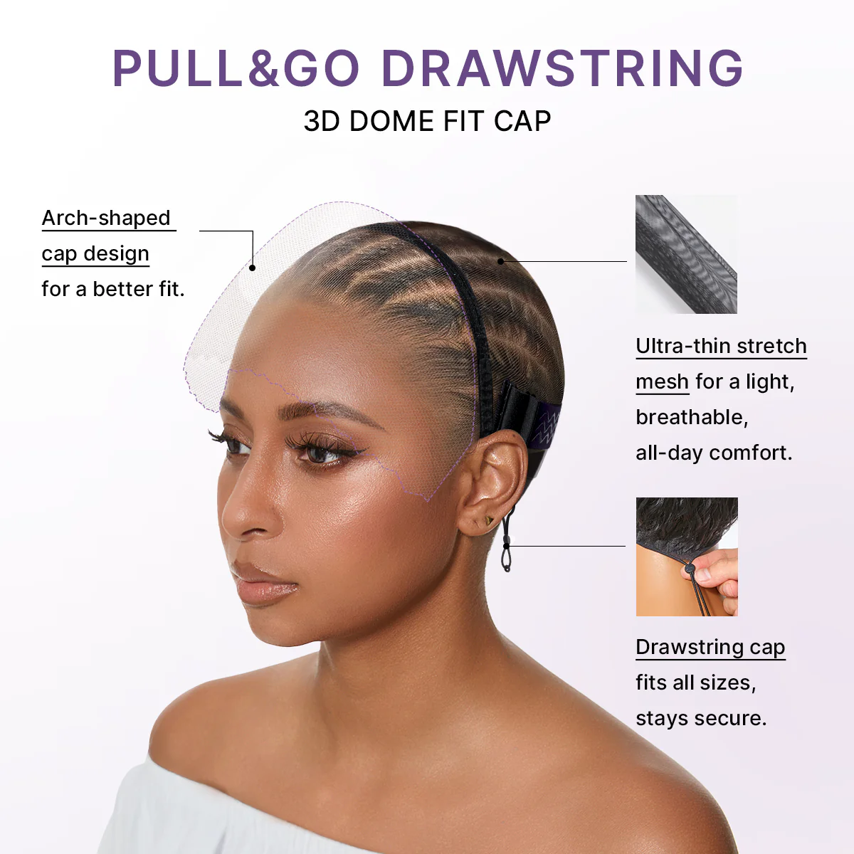 PreMax 180% / 250% Density Water Wave Glueless Flexi-Fit Drawstring 13x4 Frontal Lace Fluffy Curly Wig Pre-Cut Lace - Image 5