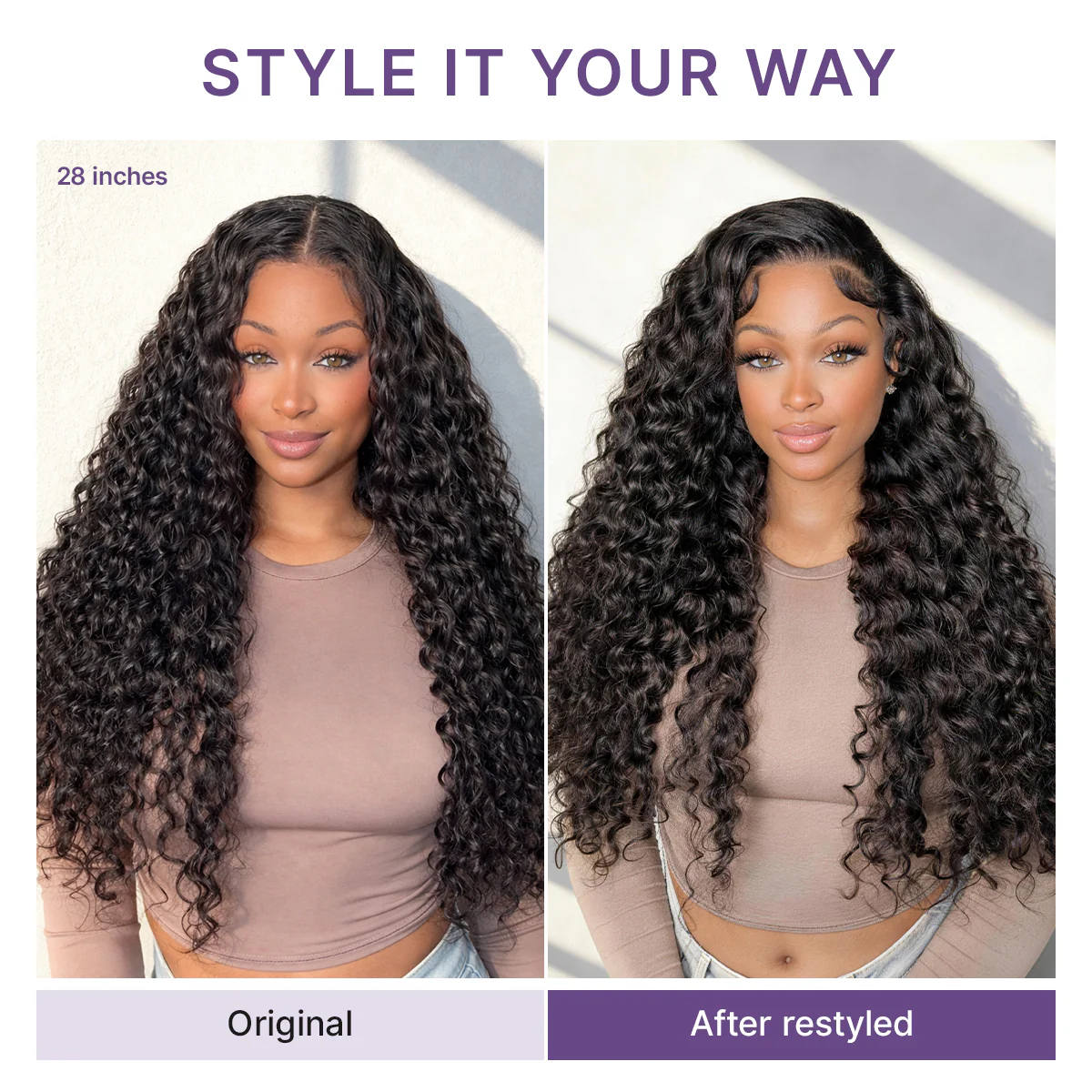 PreMax 180% / 250% Density Water Wave Glueless Flexi-Fit Drawstring 13x4 Frontal Lace Fluffy Curly Wig Pre-Cut Lace - Image 7