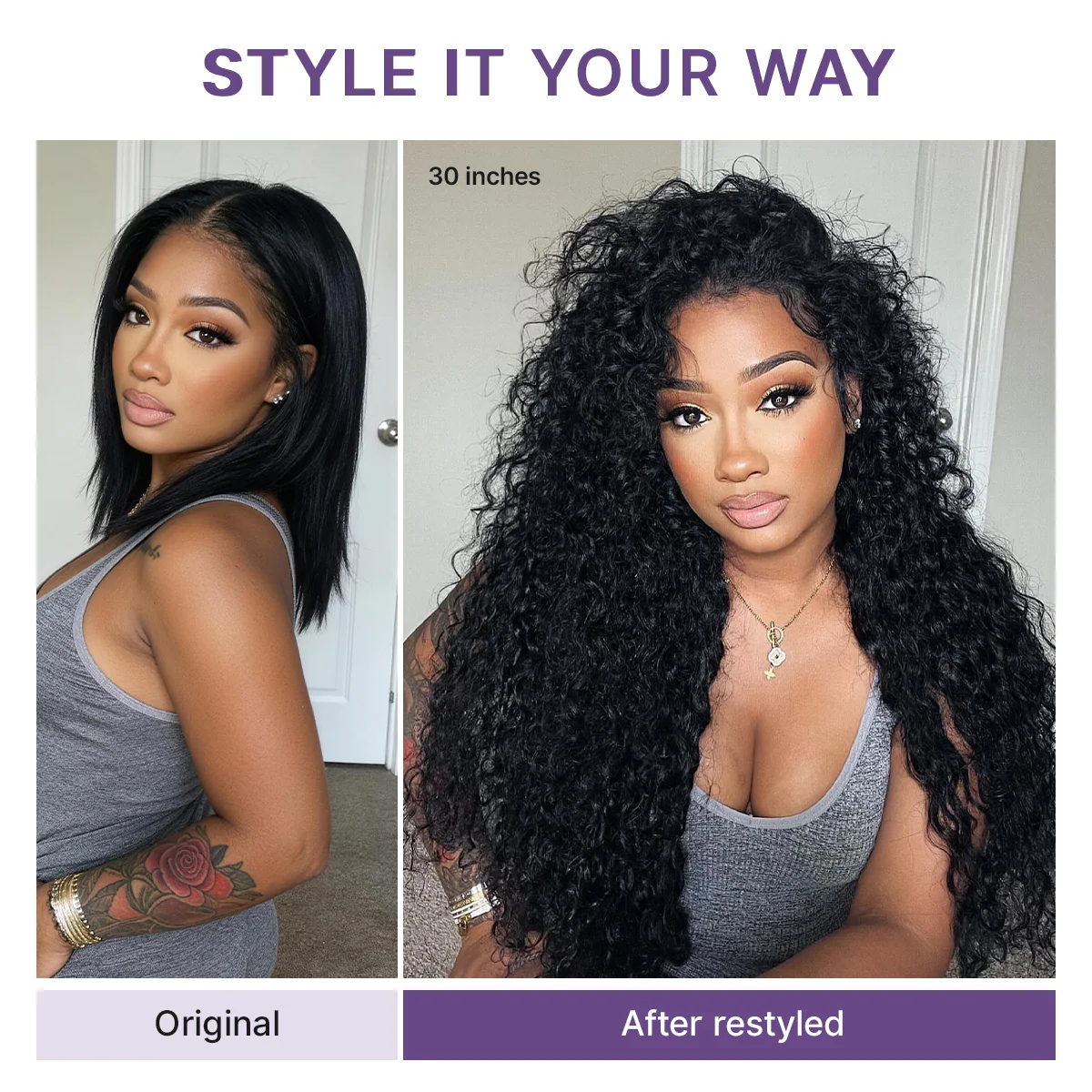 PreMax 180% / 250% Density Water Wave Glueless Flexi-Fit Drawstring 13x4 Frontal Lace Fluffy Curly Wig Pre-Cut Lace - Image 9