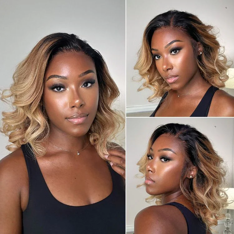 PreMax Wigs | Gorgeous Ombre Color Loose Wave Glueless 13x4 Frontal Lace Blonde Hair Wig Pre-cut Lace - Image 4