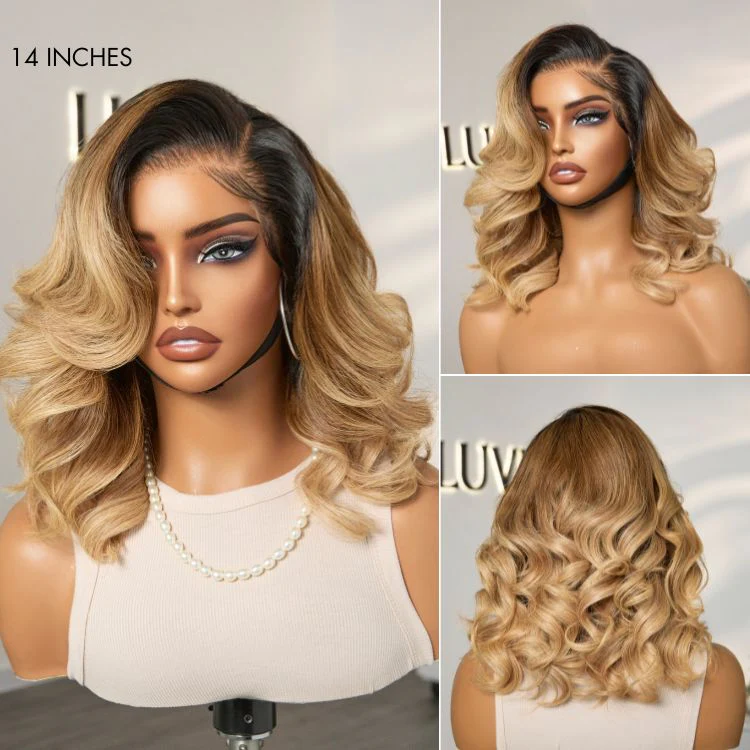PreMax Wigs | Gorgeous Ombre Color Loose Wave Glueless 13x4 Frontal Lace Blonde Hair Wig Pre-cut Lace - Image 5