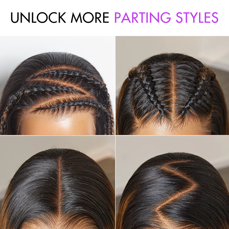 PreMax Wigs | Natural Looking Brown Highlight Silky Blunt Cut Bob Glueless 13x4 Frontal Pre-Cut Lace Wig - Image 7