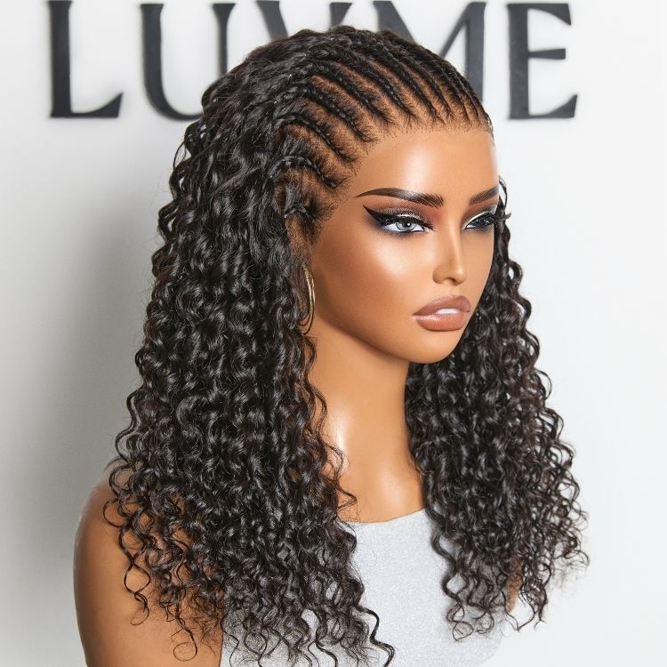 Readitress™ | PreMax Wigs Knotless Fulani Braids Deep Wave Glueless Ear-to-ear 13x6 Frontal HD Lace Wig Human Hair Flexi-Fit Drawstring Cap - Image 3