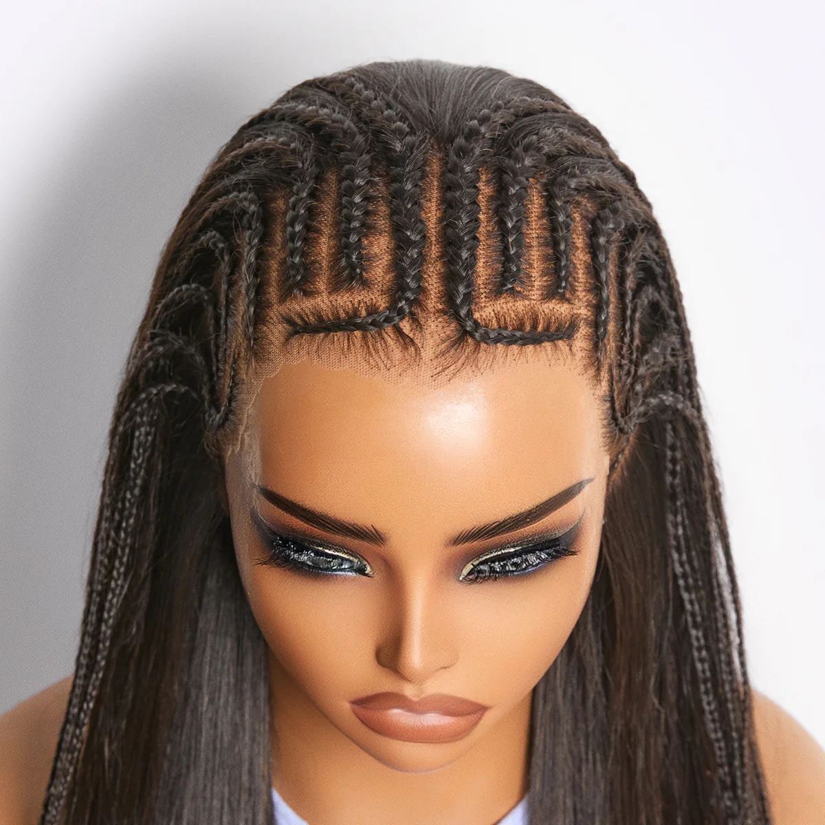 Readitress™ 180% Density Pre-Braided Silky Straight Human Hair Glueless Ear-to-Ear 13x4 Frontal Lace Wig Pre-Cut Lace - Image 3