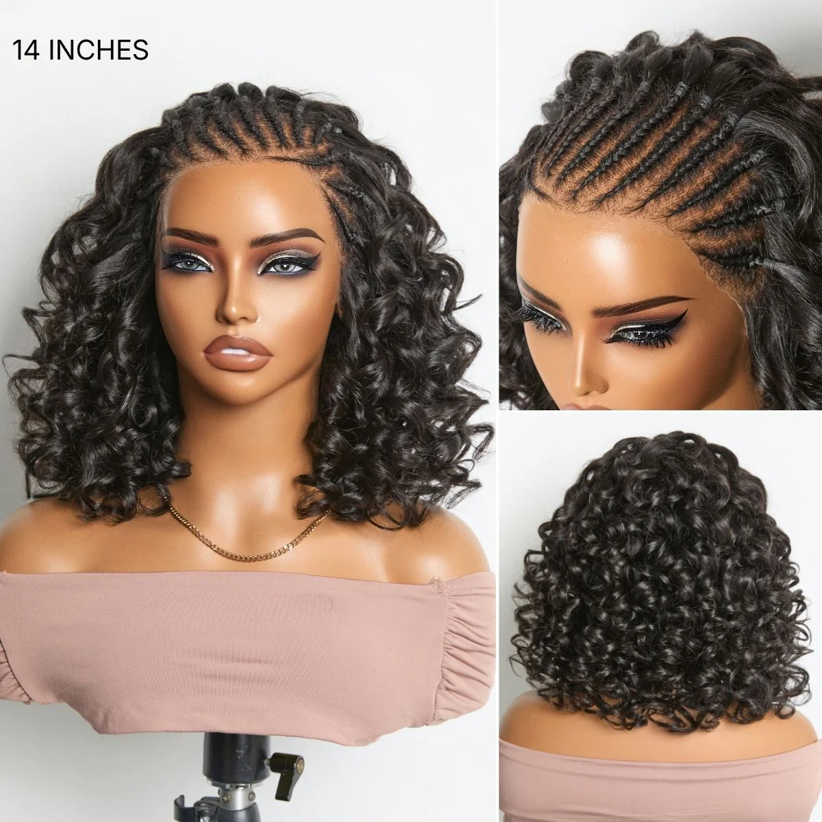 Readitress™ Chic & Voluminous 180% Density Pre-Braided Bouncy Curly Glueless Ear-to-ear 13x4 Frontal Lace Wig - Image 6