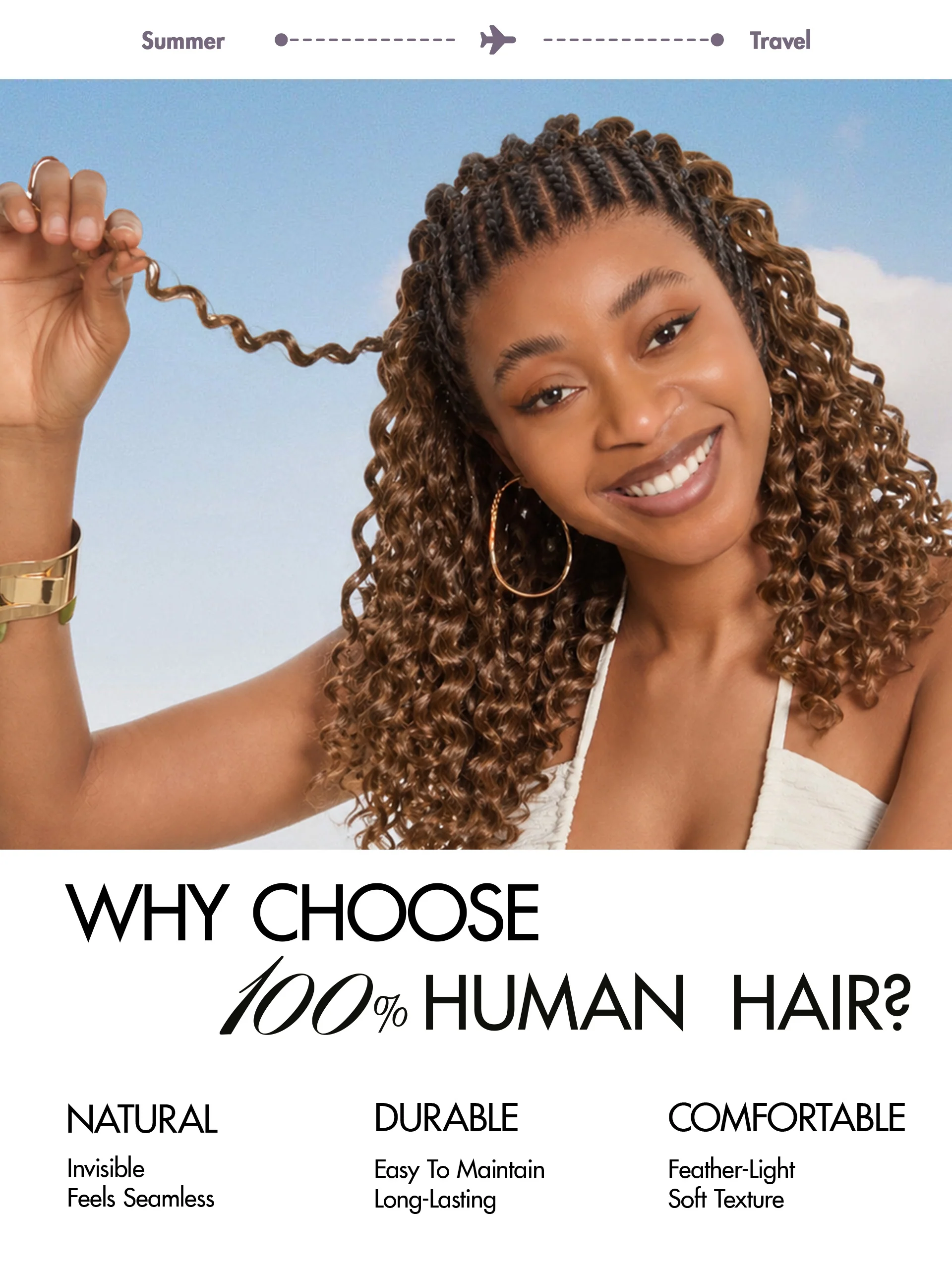 Readitress⢠Pre-Separated Feather Crochet Human Hair for Miracle Knots Boho Braids | Ombre Brown Deep Wave Protective Style (Free Gifts Included) - Image 5