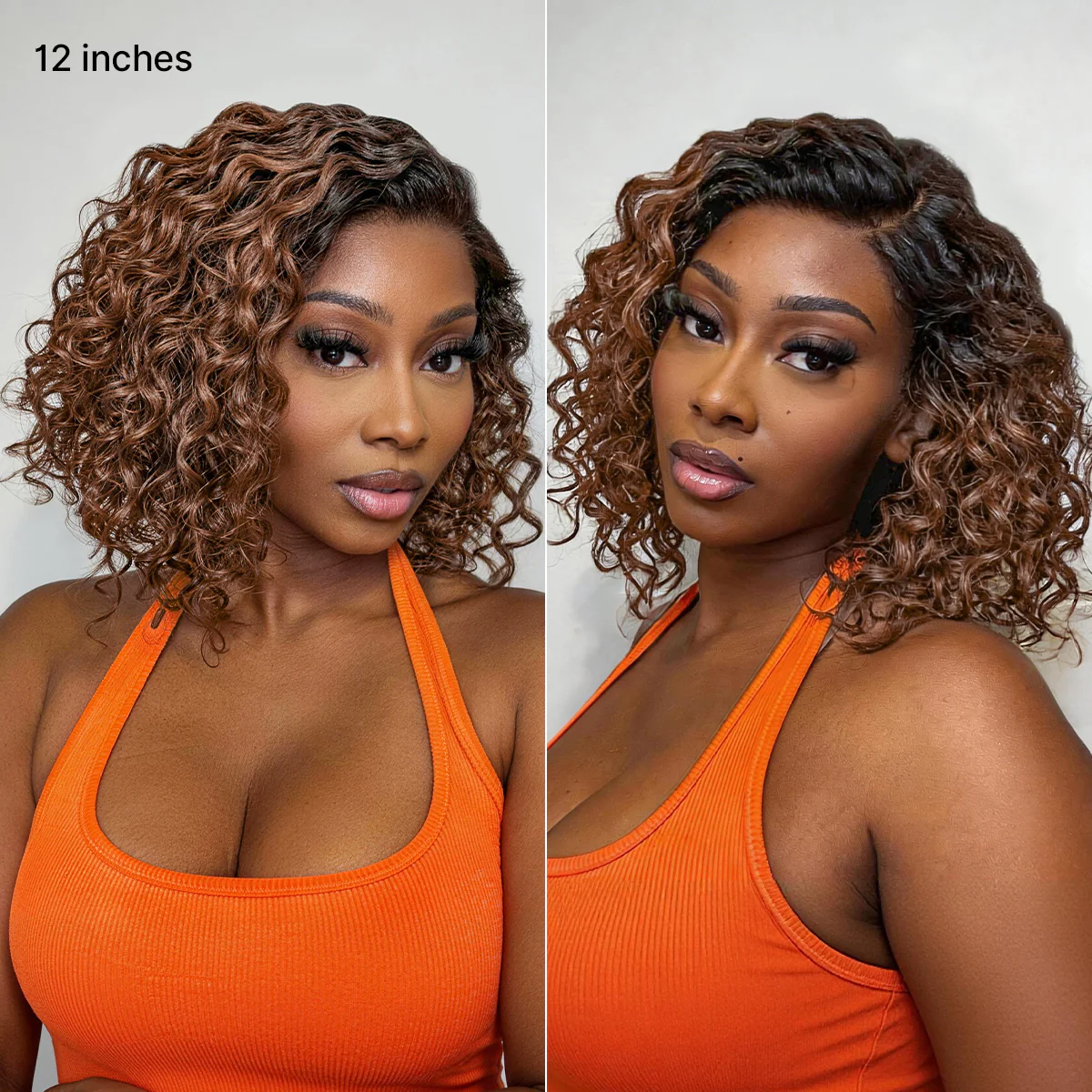 Ready to Go Blonde Highlight / Natural Black / Ombre Brown Water Wave Short Curly Bob Wig Glueless Minimalist HD Lace Wig Pre-Cut Lace - Image 18