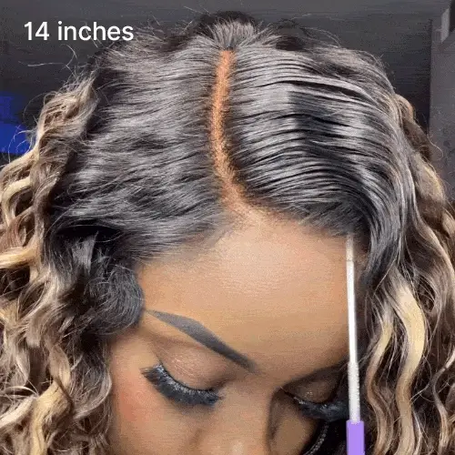 Ready to Go Blonde Highlight / Natural Black / Ombre Brown Water Wave Short Curly Bob Wig Glueless Minimalist HD Lace Wig Pre-Cut Lace - Image 7
