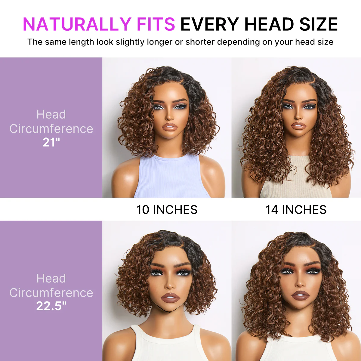 Ready to Go Ombre Brown Water Wave Short Curly Bob Wig Glueless Minimalist HD Lace Wig Pre-Cut Lace - Image 12