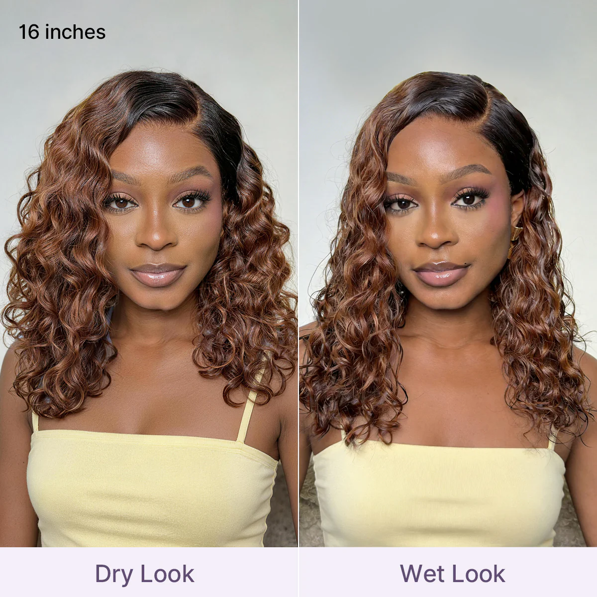 Ready to Go Ombre Brown Water Wave Short Curly Bob Wig Glueless Minimalist HD Lace Wig Pre-Cut Lace - Image 3
