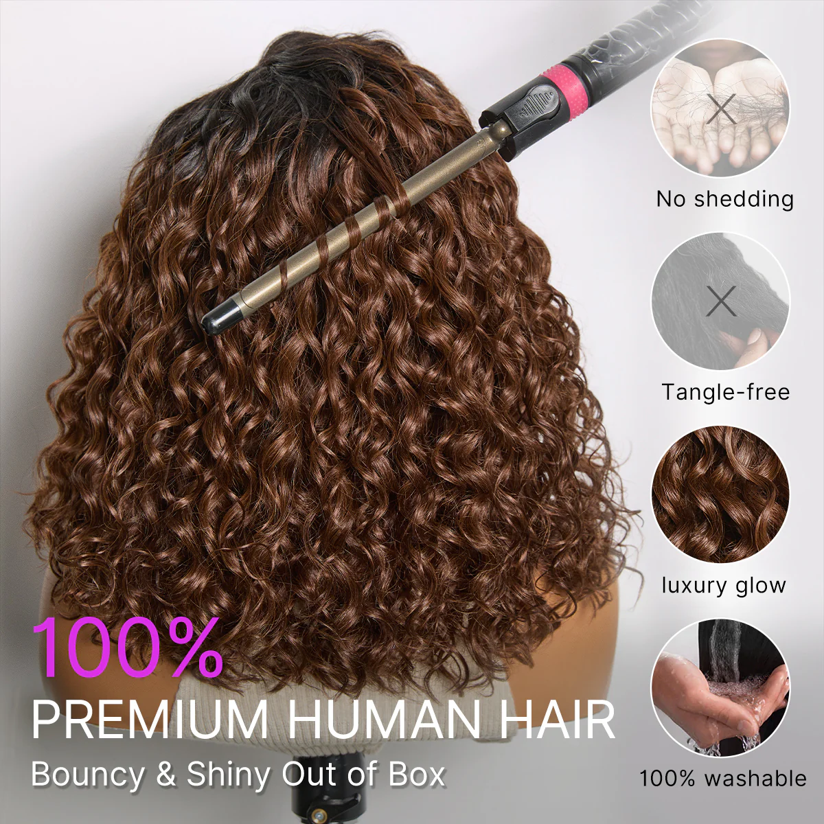 Ready to Go Ombre Brown Water Wave Short Curly Bob Wig Glueless Minimalist HD Lace Wig Pre-Cut Lace - Image 8