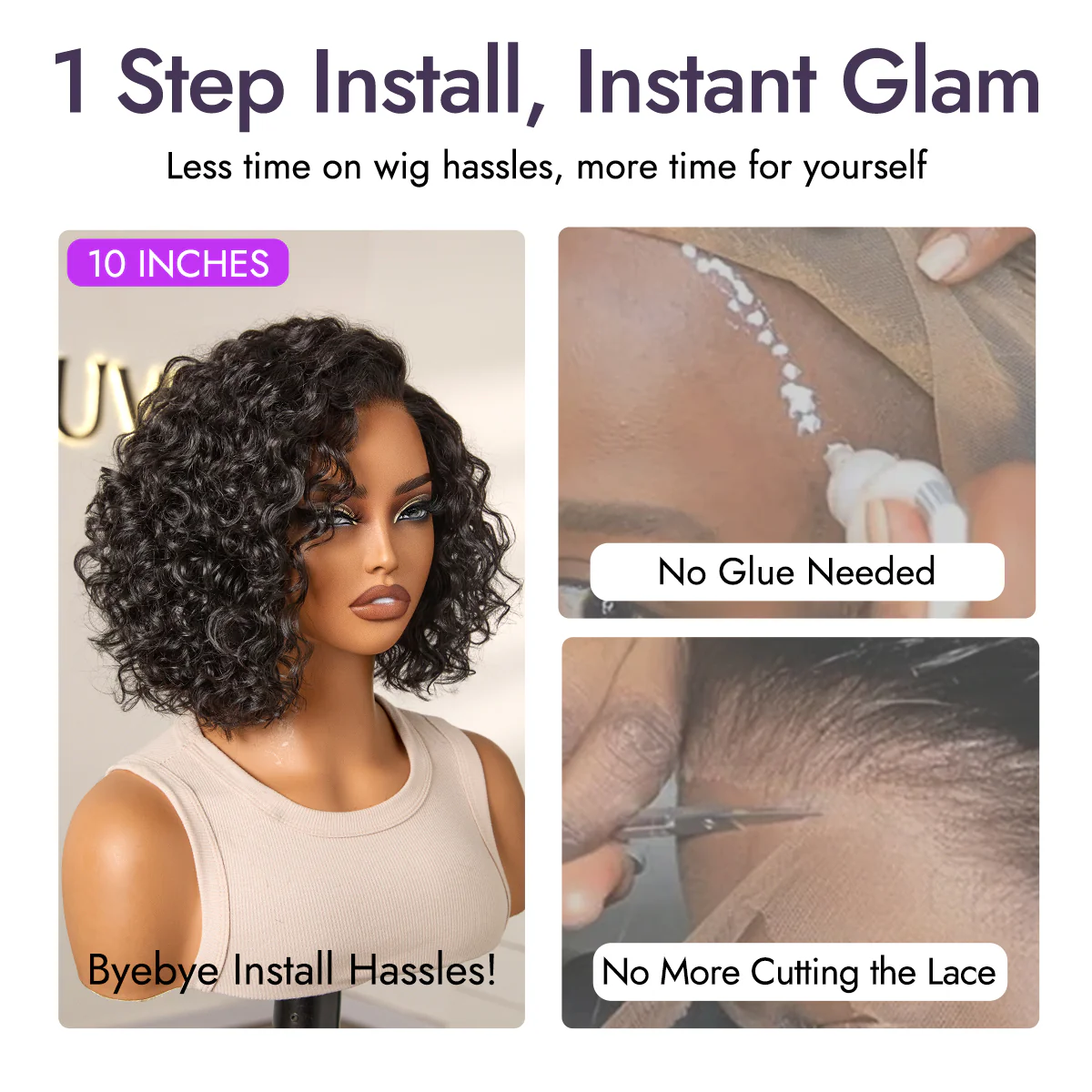 Ready to Go Water Wave Short Curly Bob Wig Glueless Minimalist HD Lace Wig Pre-Cut Lace - Image 11