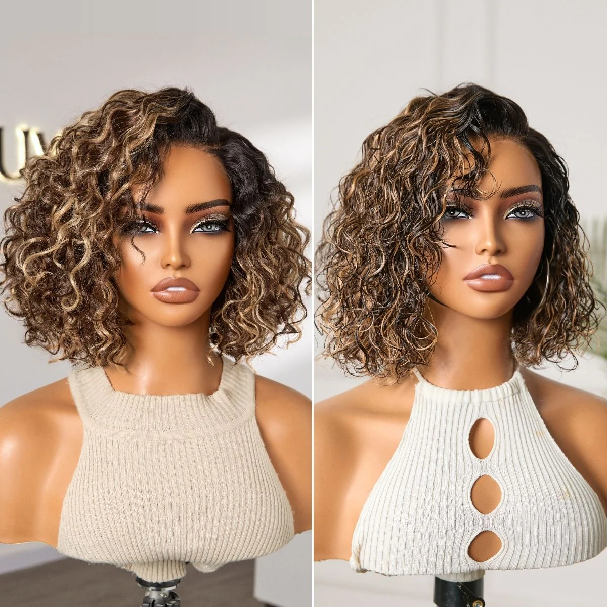 Ready to Go Water Wave Short Curly Bob Wig Glueless Minimalist HD Lace Wig Pre-Cut Lace - Image 7